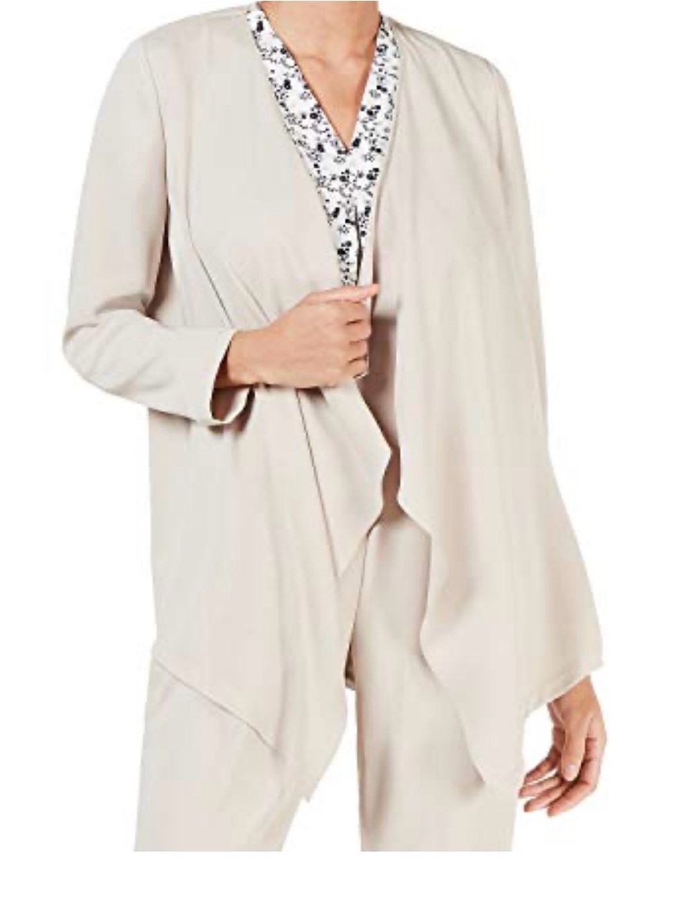 Bar III Open-Front Draped Blazer in Light Beige